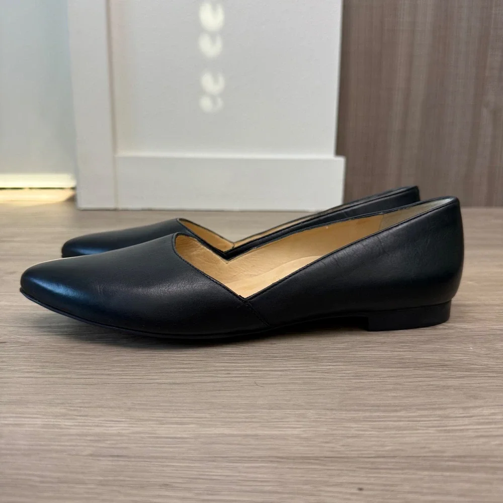NEW Paul Green Black Point Toe Ballet Flats Leather Minimalist Comfort Size 9